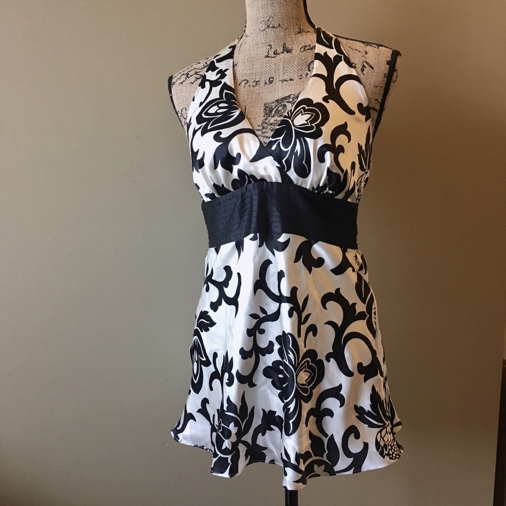 WHBM floral halter top 100% silk